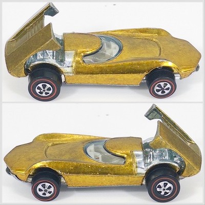 Hot Wheels Redline 69 US Shiny Gold Turbofire White Interior Exclnt Watch Video