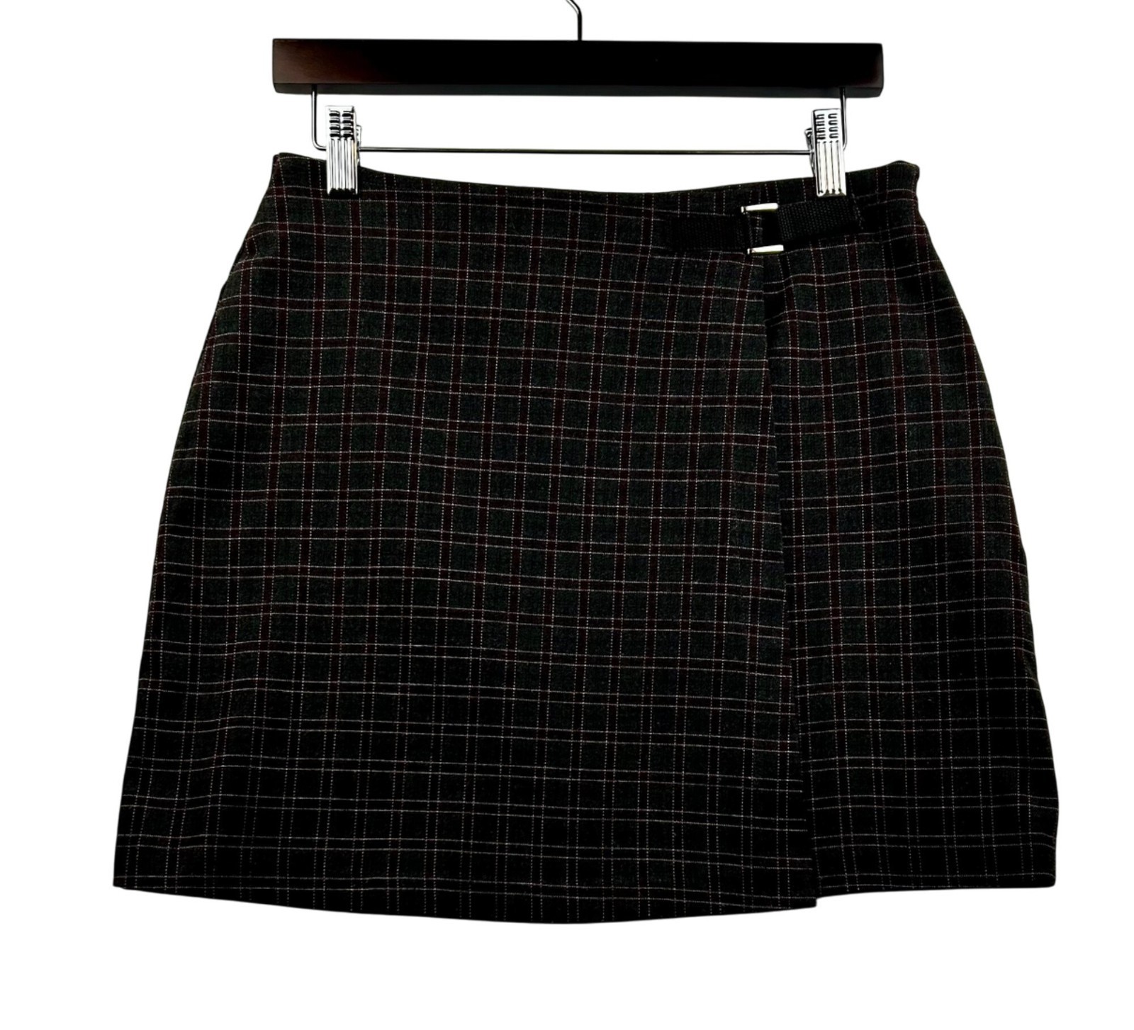Dark Academia Plaid Wrap Mini Skirt for Women Size 7/8 Y2K Preppy Style