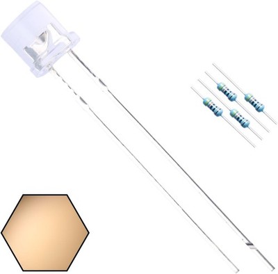 100pcs 5mm Warm White LED Diodes DC 3V Flat Lens 29mm Lead Frame