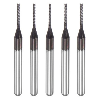 5pcs 1/8'' Shank 1mm x 7mm Diamond Film Coated Carbide Left Hand End Mill Bit