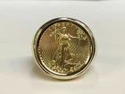 LIBERTY COIN Unisex Adults Fancy Ring In 14k Yellow Gold Plated 925 Silver
