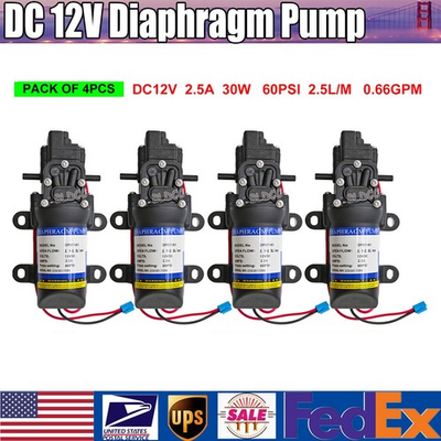 #ad 4X High Pressure DC12V 60PSI 2.5L Min Electric Diaphragm Water Pump Self Priming $66.49
