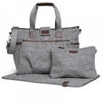 NEW Mamas & Papas Tote Style Baby Changing Bag with Bottle Holder in Panama Grey
