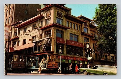 Vintage San Francisco Chinatown Grant Ave Cable Car Curteichcolor Postcard