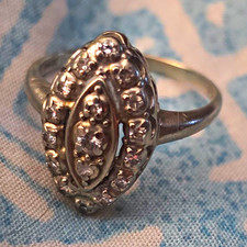 14K White Gold Diamond Cluster Marquise Ring ...