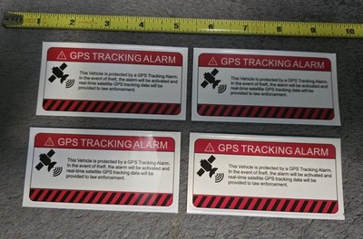 4x GPS Tracking ALARM Security System Vinyl Stickers Decals Car Truck Motorcycle