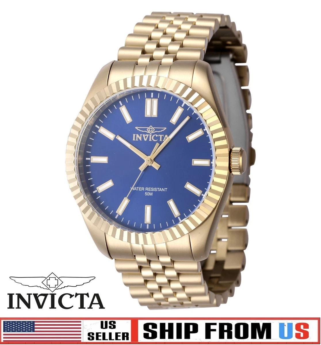 $199 Invicta Specialty Oxford Men's Gold Royal Blue 43mm Quartz