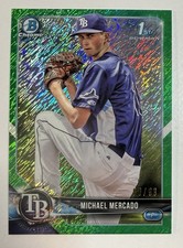 Michael Mercado 2018 Bowman Chrome Prospects Green Shimmer Refractor #d 96/99 Rc