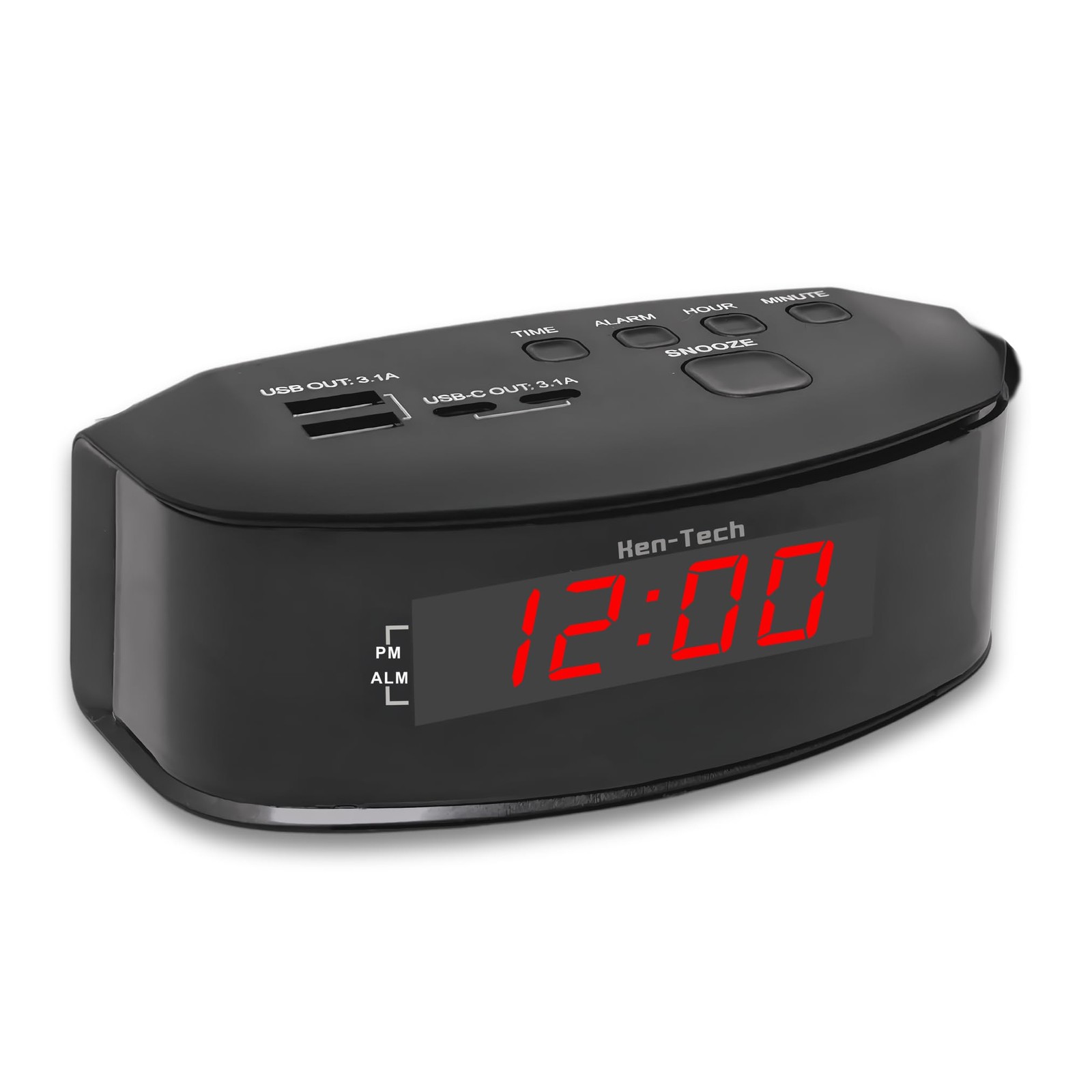 Digital Alarm Clocks for Bedrooms, 2 x USB-C and 2 x USB-A Charging Ports. Lo...