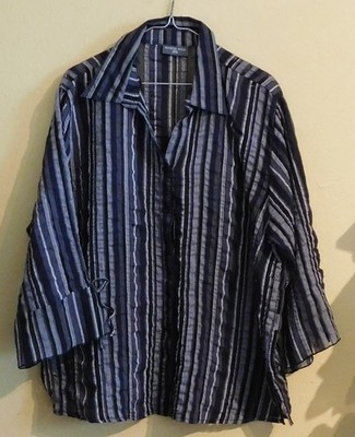 91 ) Gestreifte Damen Sommer Bluse mit 3/4 Arm Gr. 2 XXL 48/50 von Queen - Size