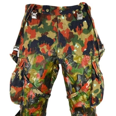 🇨🇭 Pantalon ALPENFLAGE – Armée suisse, bretelles, cargos multipoches - Photo 1/3