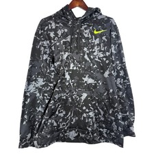 Nike Men's Camouflage Pullover Hoodie Long Sleeve Black Gray Pattern Sweatshirt
