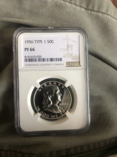 1956 Type 1 50C Proof Silver Franklin Half Dollar NGC Graded PF 66