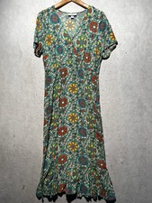 Rhode x Target Dress Women Sz 10 Green Floral Zinnia Midi Ruffle Boho Cottage