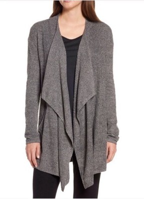 Barefoot Dreams Bamboo Chic Lite Gray Long Cardigan Sweater S/M Waterfall