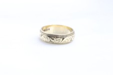 9ct Yellow Gold Patterned Wedding Ring Size N 4.3g - LO2