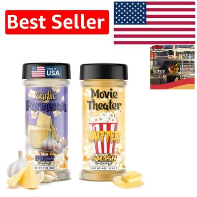 Versatile Garlic Parmesan and Buttery Movie Theater Seasoning Shakers - 4oz Duo