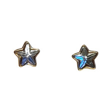 Small White Rhinestone Star with Gold Metal Stud Earrings New without Tags NWOT