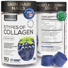 Collagen Peptide Gummies for Women and Men - 60 Count Pack of 1 , Blue