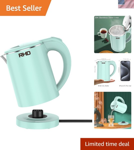 Hervidor Eléctrico 0.5L Portátil Viaje Acero Inoxidable Hervidor Rápido Seguro Oficina Ki...
