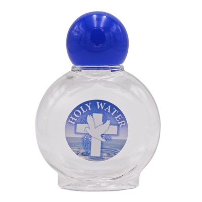 Weihwasserflasche leer wiederverwendbar Kunststoff Spender mit blauer Kappe 50ml