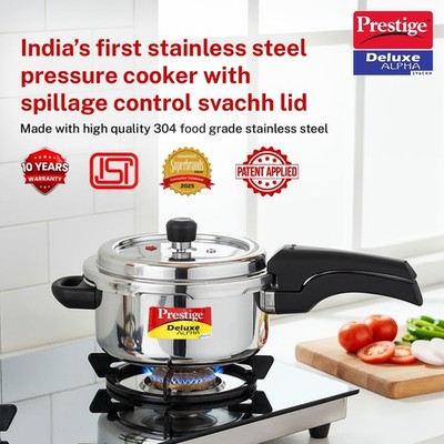Prestige Deluxe Alpha Svachh Stainless Steel Pressure Cooker with