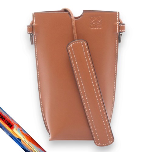 LOEWE GATE POCKET Shoulder Bag Leather Brown