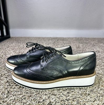 Shellys London Emma Black Leather Platform Oxfords Womens Size 9 EUR 40 Shoes