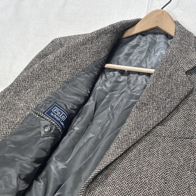 Polo Ralph Lauren Harris Tweed Wool Sportcoat Mens 41L Gray Blazer