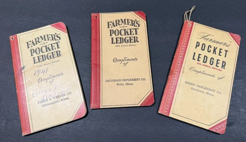 1941-52 John Deere Farmer's Pocket Ledgers......3 Items