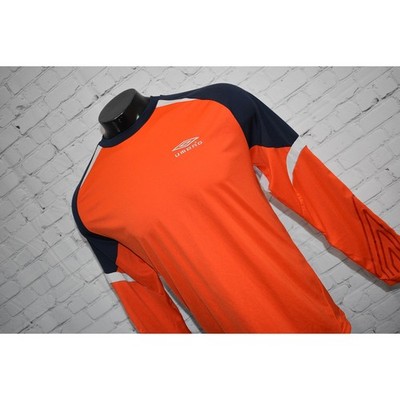 Umbro Soccer Goalie Shirt Mens Size Large Padded Elbows Polyester Orange Blue