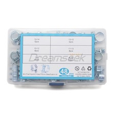 48Pcs Fuel Injection Gas Line Hose Clamps Clip Pipe Clamp Assortment Kit 6 Sizes