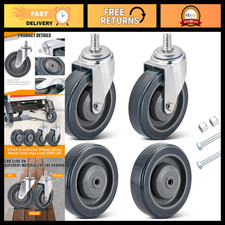 4 Pack 5" Shopping Cart Replacement Wheels, Durable Casters with Nuts for Easy I