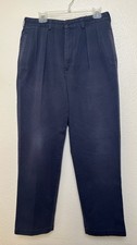Polo Ralph Lauren Pants Mens 34x32 32x31 Blue Andrew Pleated Tuck Vintage