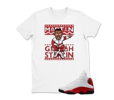 Shirt to Match jd Air jd 13 OG Chicago Red/White BLACK/WHITE