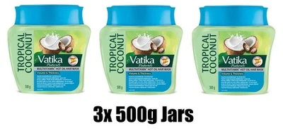 3x Vatika Naturals Tropical Coconut Multivitamin Hot Oil Hair Mask 500g 01/2027