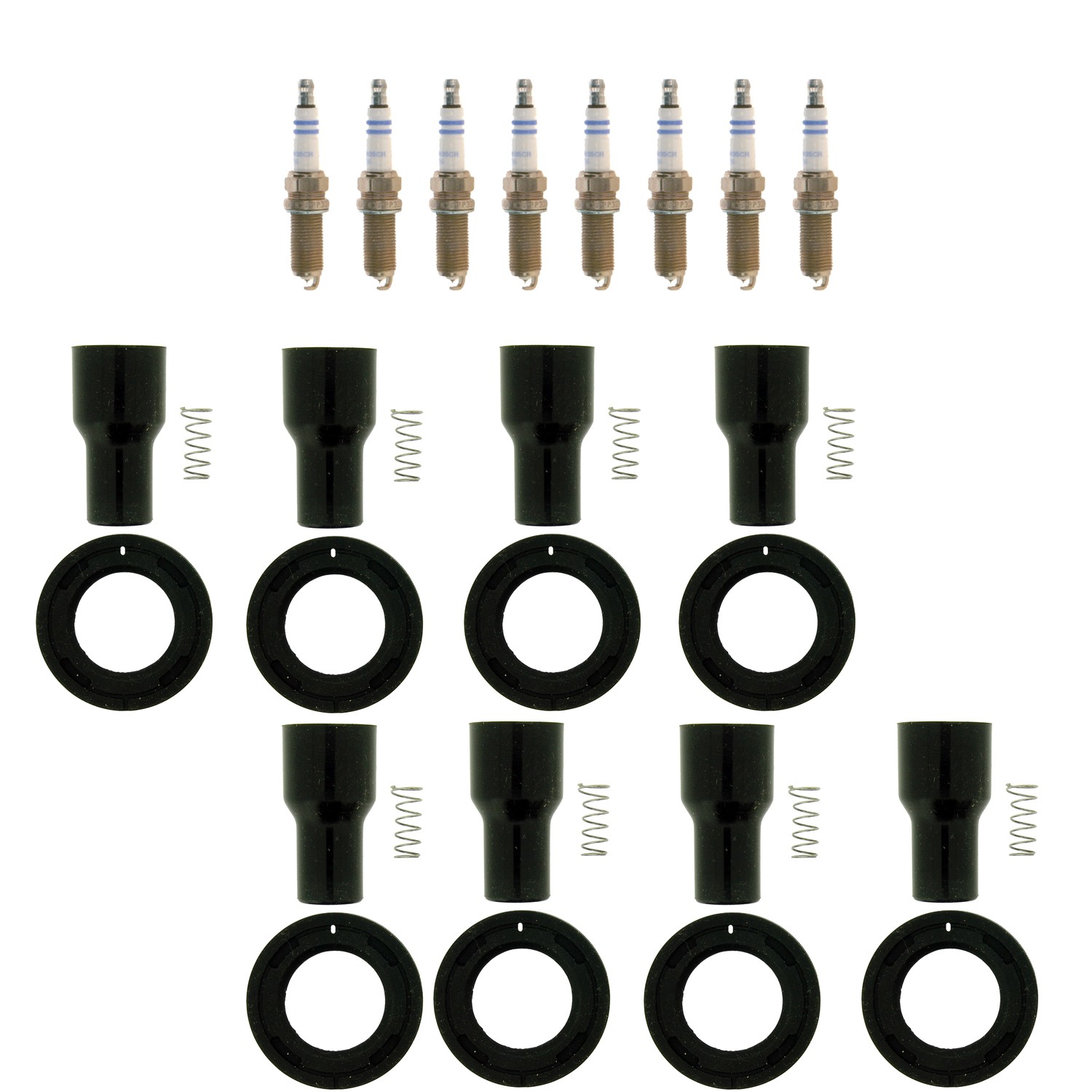 Bosch 8 Double Platinum Spark Plugs  NGK Coil Boots Kit for Armada FX45 M45 V8