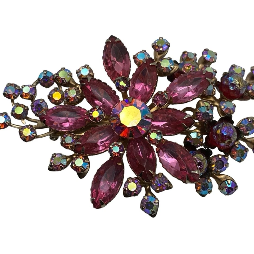 Broche estilo Juliana vintage grande conjunto de pinos rosa Barbie