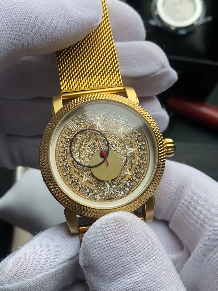 RARE Aztec Calendar - Vintage Wrist Watch with Copernicus Moon Hands ...