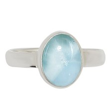 Natural Larimar Dominican Republic 925 Sterling Silver Ring s.6 Jewelry R-1001