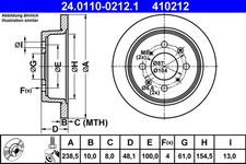 2x Bremsscheibe ATE 24.0110-0212.1 für 200 45 ROVER 400 ED EE MG CRX MB ACCORD 6