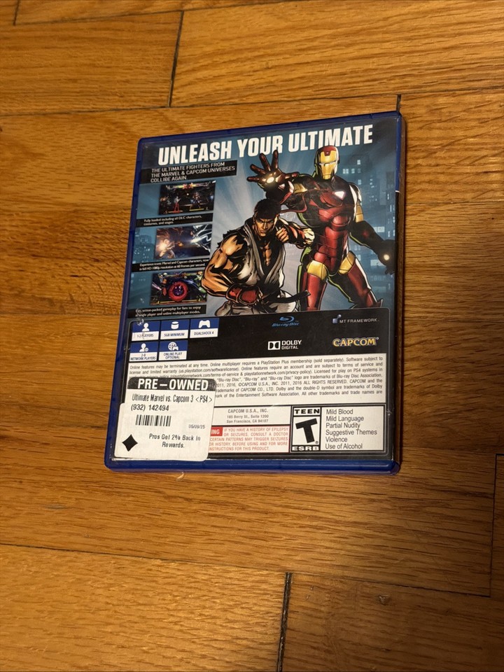 Ultimate Marvel Vs. Capcom 3 Playstion 4 GameStop exclusive Video Game ...