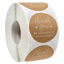 1.5 inch Round Kraft Thank You for Supporting My Small Business Stickers / 500 