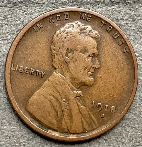 1918-D  ~ Lincoln Wheat Cent - [F] Fine - Better Grade ~ A447