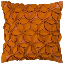 Rizzy Orange Rounded Rings Dimensional Transitional Throw Pillow Floral T08563