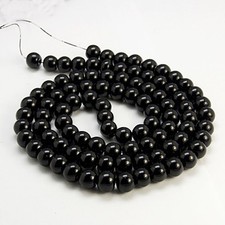 216 Glass Pearls Black Beads 4mm BULK Double Strand 32" Wholesale Supplies