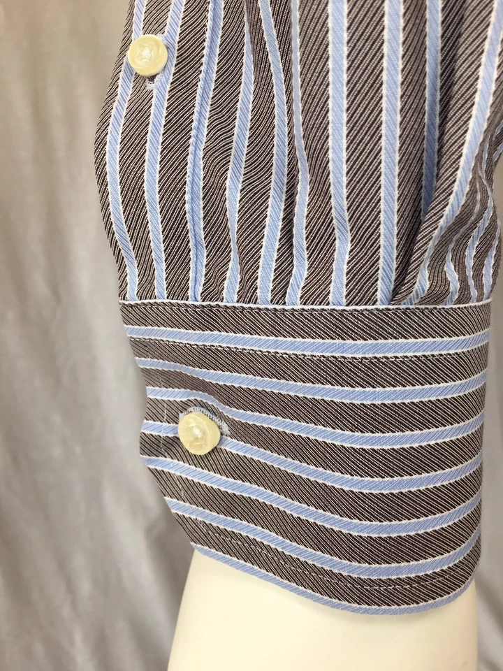 Men's Egara 16 - 161/2 Large Non Iron Modern Fit Metal & Light Blue L/S Shirt - Image 4 of 4