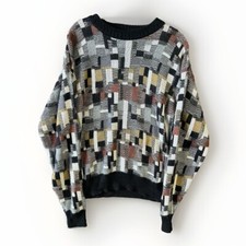 Vintage 90 s Expressions International Sweater Mens M Acrylic Grandpa Geometric