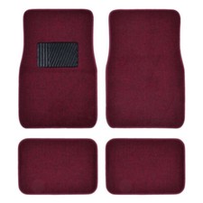 Burgundy Red Carpet Car Floor Mats - Set of 4 Driver Passenger and Utility Pads