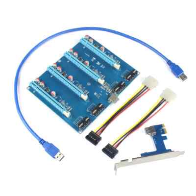 4 16X PCIe External PCI-Express 1X slot to for to Mining 4 1 PCI-E PCI Adapter